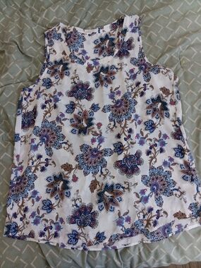 Pleione White Floral Print Sleeveless Camisole